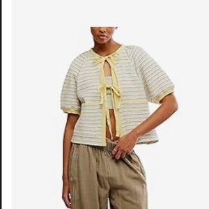 Free People!  Chic Yellow and Cream Striped Top.  Only worn/washed once!